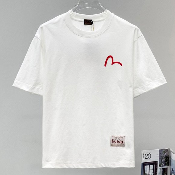 EVISU Fushen spring new lucky cat Dharma loose couple short-sleeved T-shirt